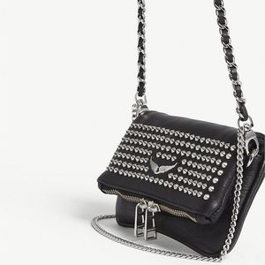 Rock nano spike leather cross-body bag